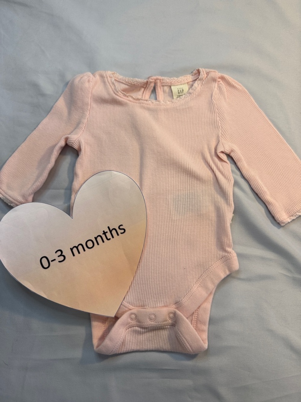 GAP - 0-3M - Pink Long Sleeve One Piece Shirt